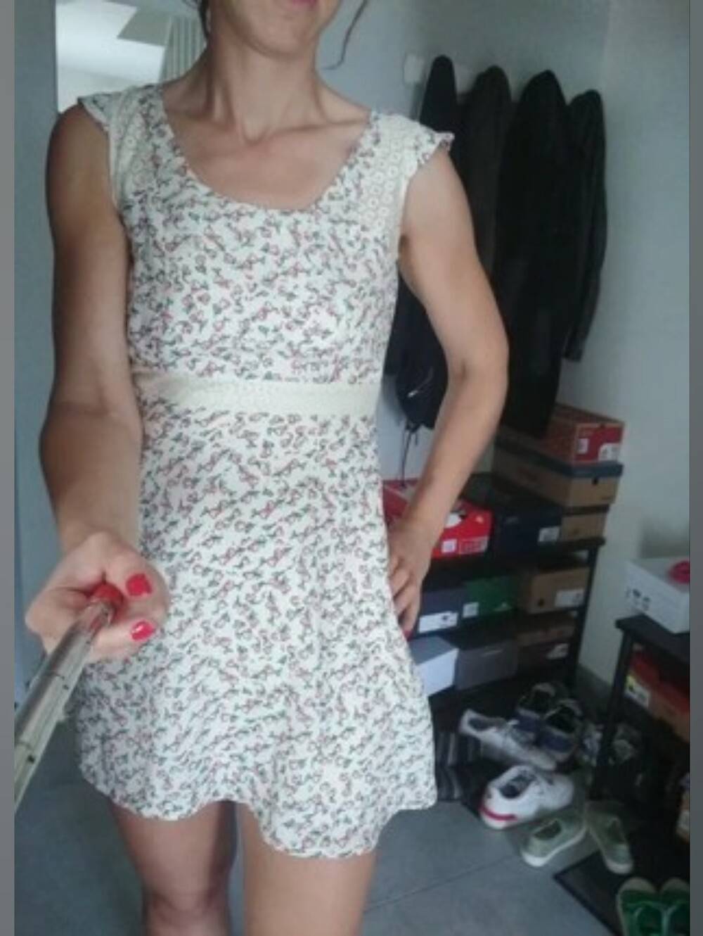 Jessica Simpson Cap-Sleeve Floral Tulip Dress Size Medium